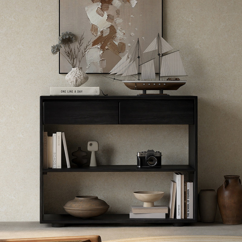 Modern simple rectangular console table, Black