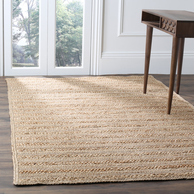 Arlette Natural Fiber Hand Woven Jute Solid Color Rug, Rectangle 4' x 6'