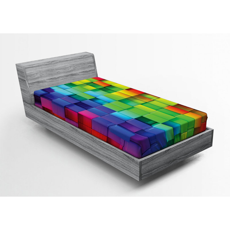 Microfiber Geometric Fitted Sheet, Twin Fitted Sheet