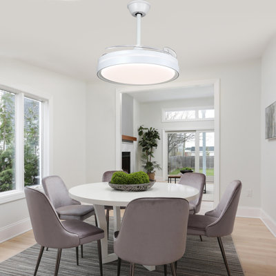 42" 3-Blade White Ceiling Fan with Lights and Remote Control, 6-Speed Latest DC Motor Ceiling Fan for Living Room, Bedroom