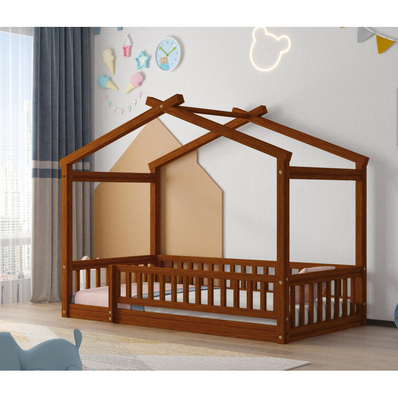 Structure de lit en bois pour enfants, Twiin, Brown