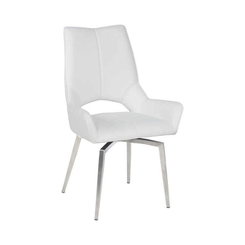 Chosposi Upholstered Swivel Dining Chair, White