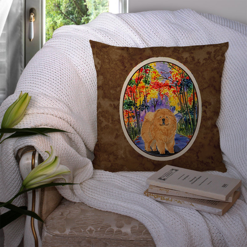 Coussin intérieur/extérieur brun carré chow chow