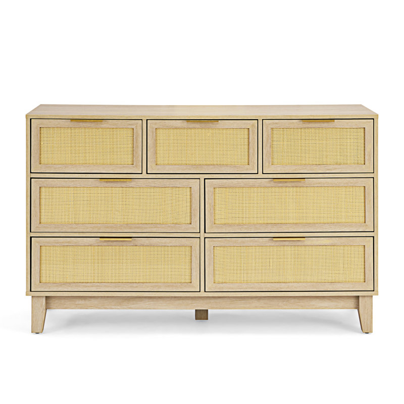 Commode 7 tiroirs, Bois naturel