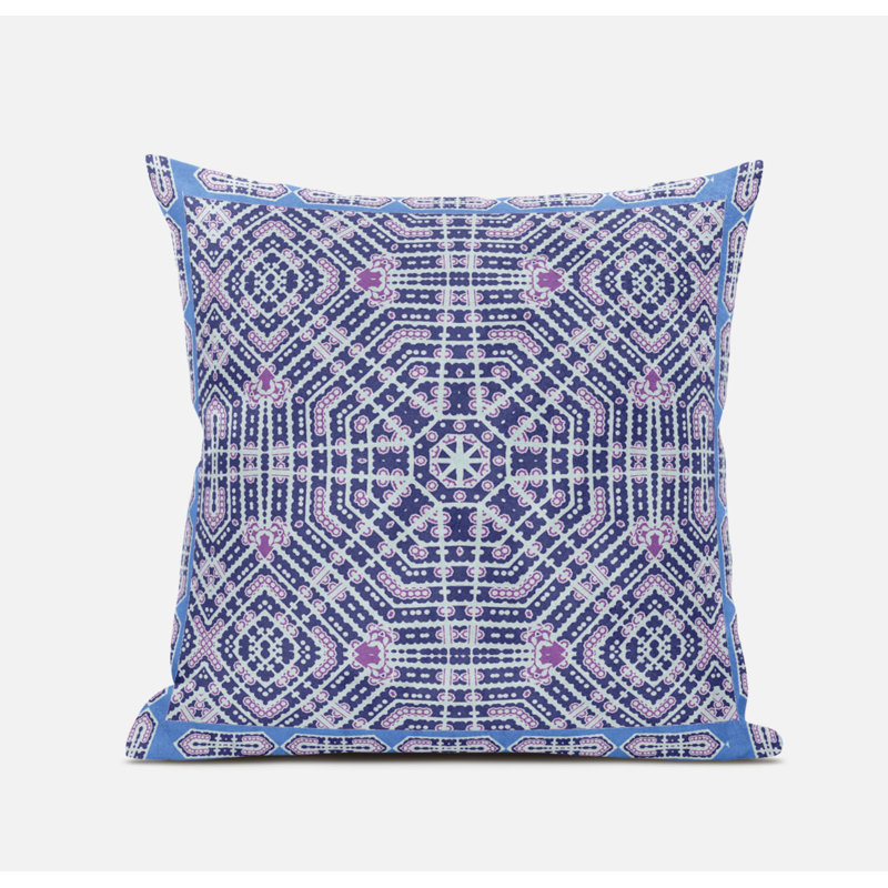 Coussin en suède avec fermeture à glissière Wreath Palace, 16 po x 16 po, Bleu clair