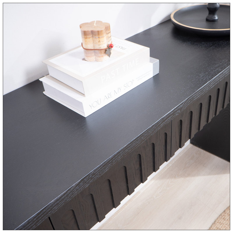 Console moderne noire à 4 tiroirs - Table d'entrée avec rangement 59,2 po, Noir