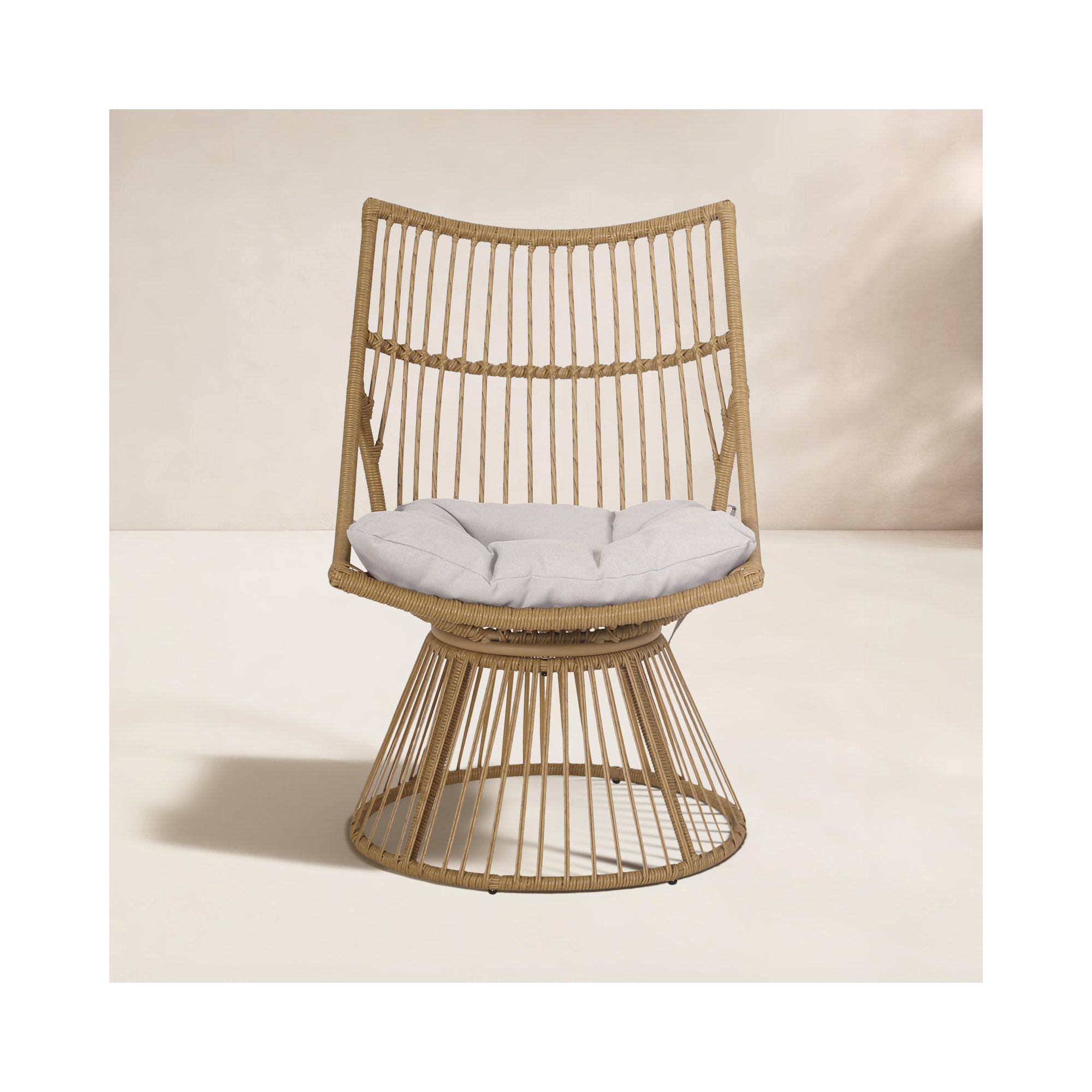 Fiona Patio Chairs with Cushions, Light Brown, Beige