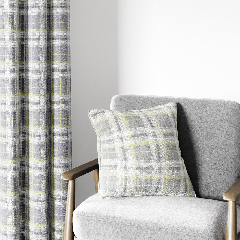 Harriet Cushion with Filling, Chartreuse/Grey
