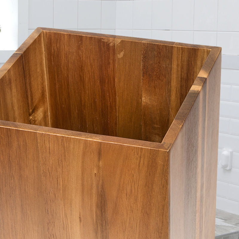 Panier à déchets ouverts 0,17 gallons en bois d’acacia square