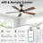 Vaczon 52" Smart Dimmable LED Ceiling Fan with 3CCT Lights, Remote/APP Control, Double-Sided Wood Blades, 6-Speed Reversible DC Motor, Adjustable Height-358524795