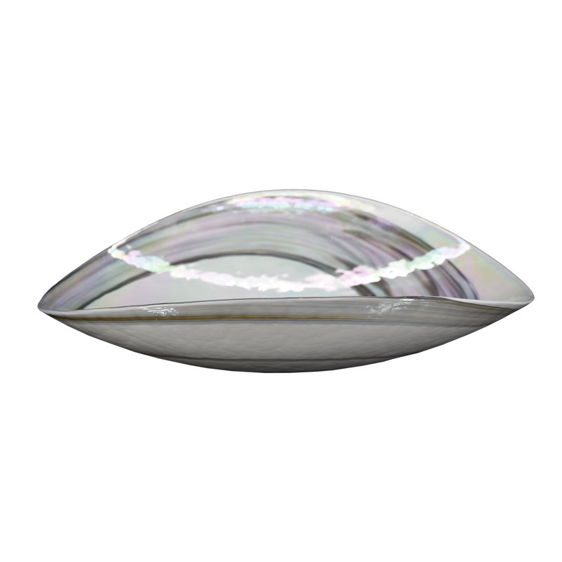 Murano Glass Oval Vessel Bathroom Sink, Abalone