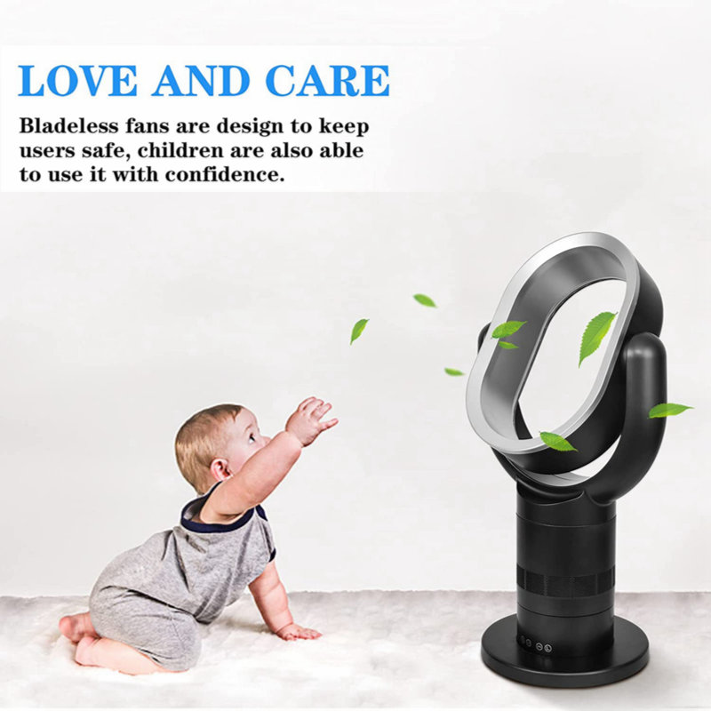 Wenty 7.7''H Bladeless small table Fan with 10 speeds settings, 10-hour timing closure