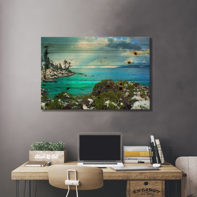 «Memorial Point, Lake Tahoe, Nevada I» par Tim Fitzharris, impression sur bois sans cadre, L 40 po x H 26 po