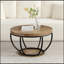 Table basse ronde avec tablettes de rangement à 2 niveaux-130091373