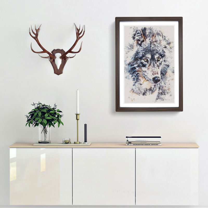 The Eyes of a Wolf - Picture Frame Graphic Art, 63cm H x 45cm W x 2cm D, Walnut Framed