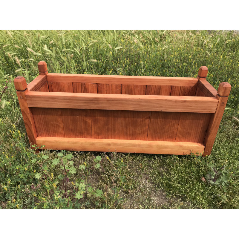 Pot à fleurs surélevé en bois, H 17 po x l 12 po x P 36 po, Séquoia cœur