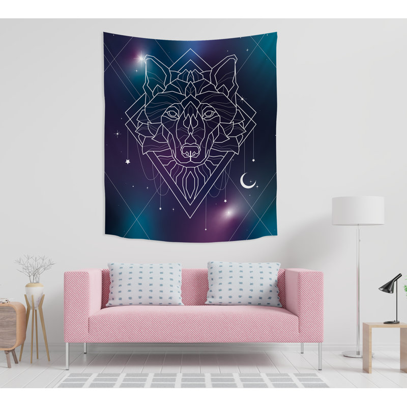 Tapisserie en polyester étoiles de loup, H 88 po x l 104 po x P 0,25 po
