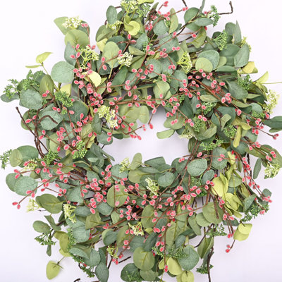 26" Handcrafted Spring Berry Eucalyptus Wreath for Front Door
