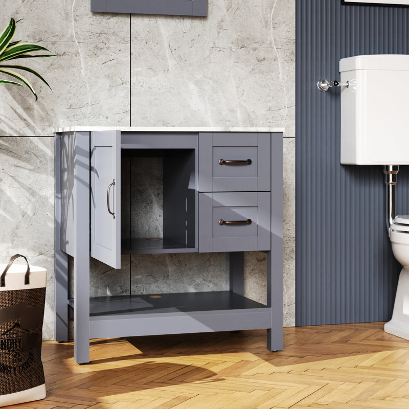 Meuble-lavabo 30 po - Gris, rayé, incassable, résistant à l'huile, teinté, bleu foncé, armoire à charnière en acier inoxydable