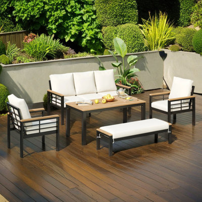 Ensemble de meubles de patio 5 pièces avec canapé rembourré
