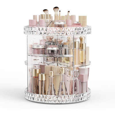 Aisleigh Acrylic Makeup Organiser Vanity Rotation Cosmetic Organizer Make Up Holder Display Case