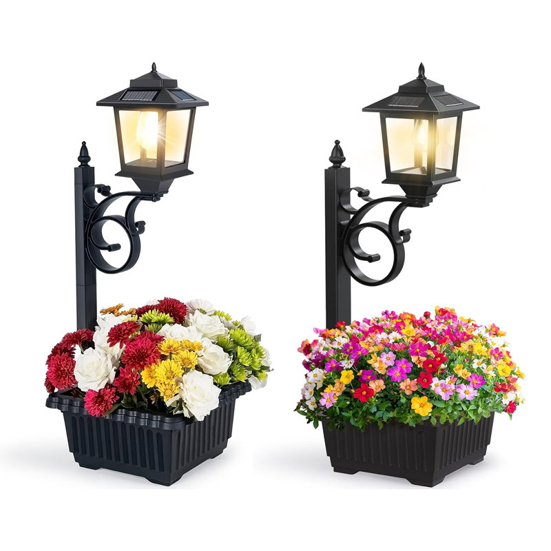 Lampadaire solaire avec pot de fleurs, 2
