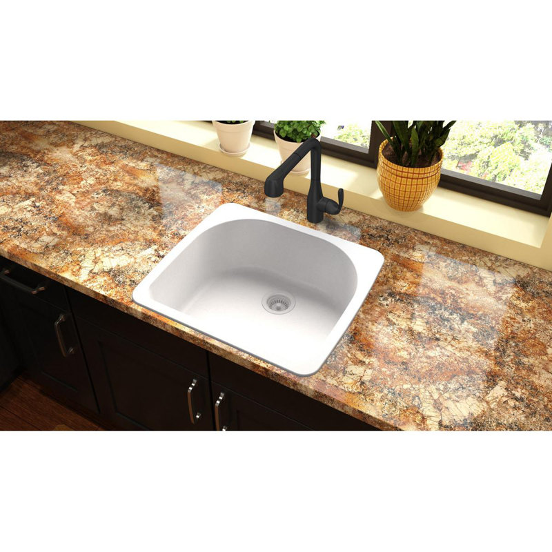 Quartz Classic 25" L x 22" W Drop-In Kitchen Sink, White