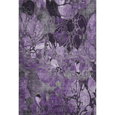 Cerrito AMF558 Machine Washable Premium Purple Area Rug