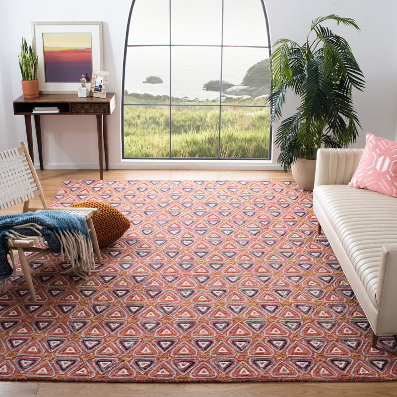 Tapis rouge / bleu marine Rubalcava, Rectangle 8 pi x 10 pi