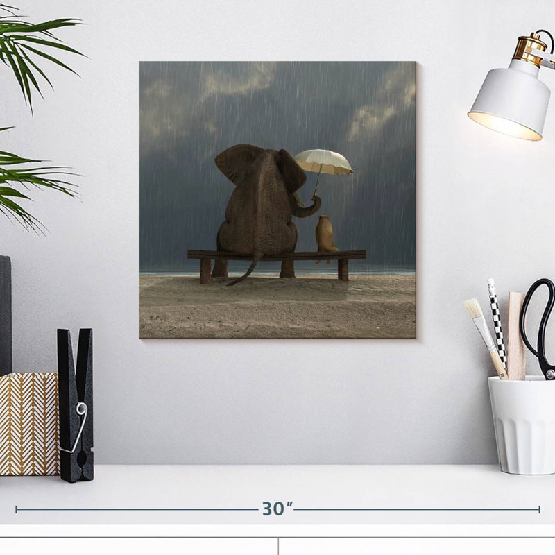 Ashelle éléphant et chien, H 16 po x l 16 po