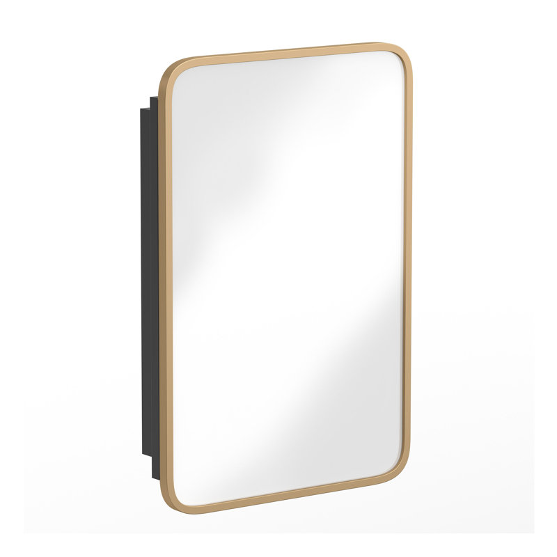 Armoire à pharmacie encastrée avec miroir biseauté, Or, H 24 po x l 16 po x P 4 po