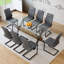 Ensemble de salle à manger 71 ", table de salle à manger en verre avec chaises rembourrées-122810823