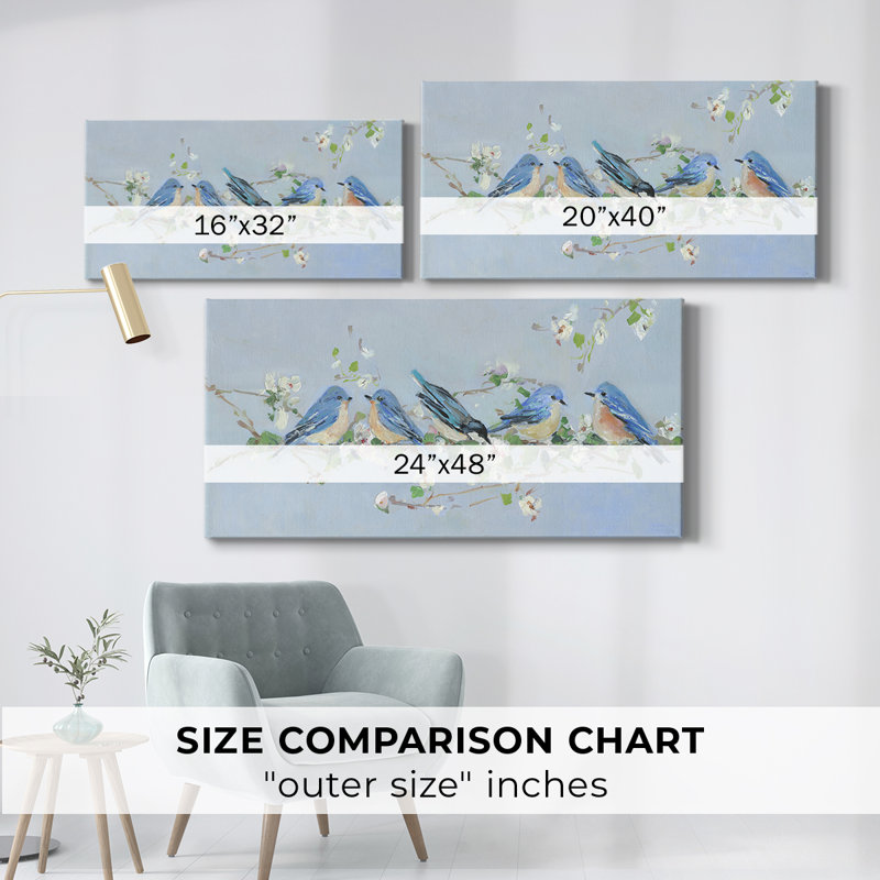 Chatter Branch II - Toile tendue avec châssis - Prêt à accrocher, H 24 po x l 48 po