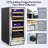 15" Wine Premium Refrigerator 30 Bottle Dual Zone Wine Cooler with Two Handle and Reversible Hinge