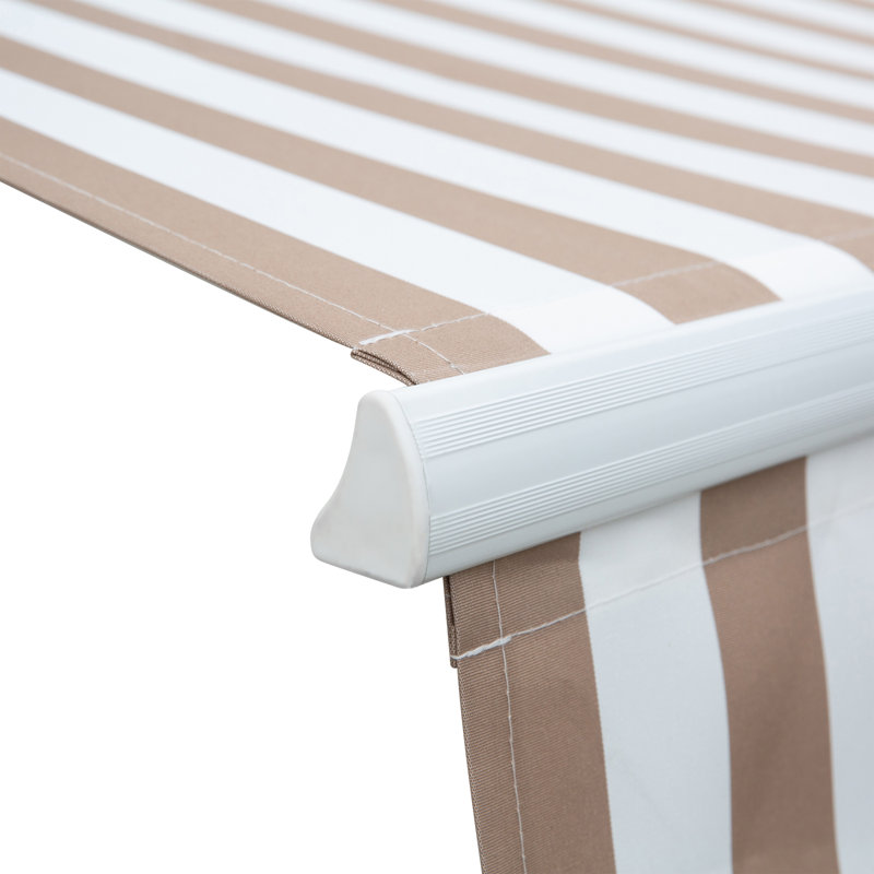 Outsunny 141.75'' W x 98.5'' D Fabric Beige/White Cover Retractable Patio Awning