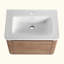 Meuble-lavabo mural avec lavabo en céramique et tablettes de rangement et 1 porte, emballage KD, contreplaqué