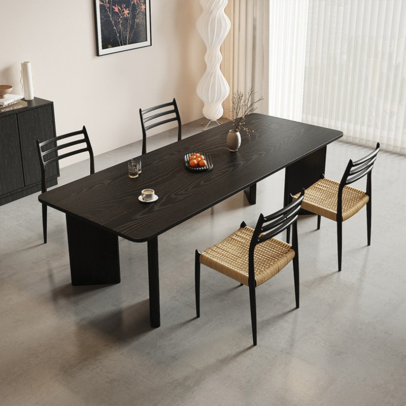 Ensemble de table en bois massif carbonisé, H 29,52 po x L 86,61 po x l 35,43 po