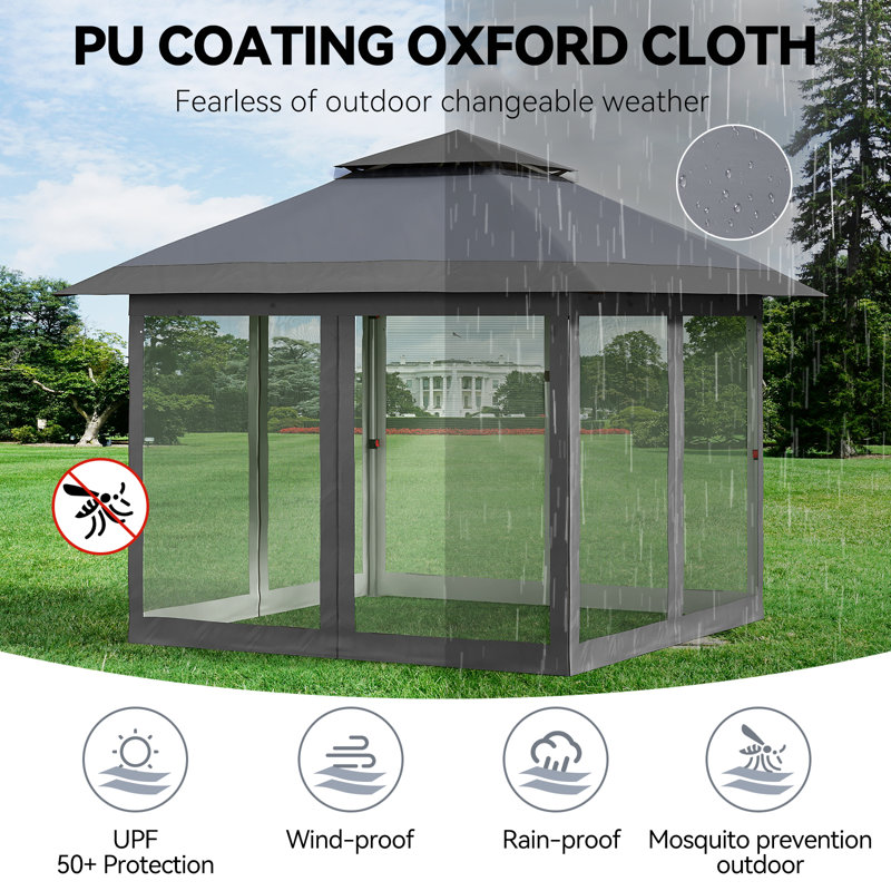 Vault Gazebo, 9' H x 12' W x 12' D, Gray