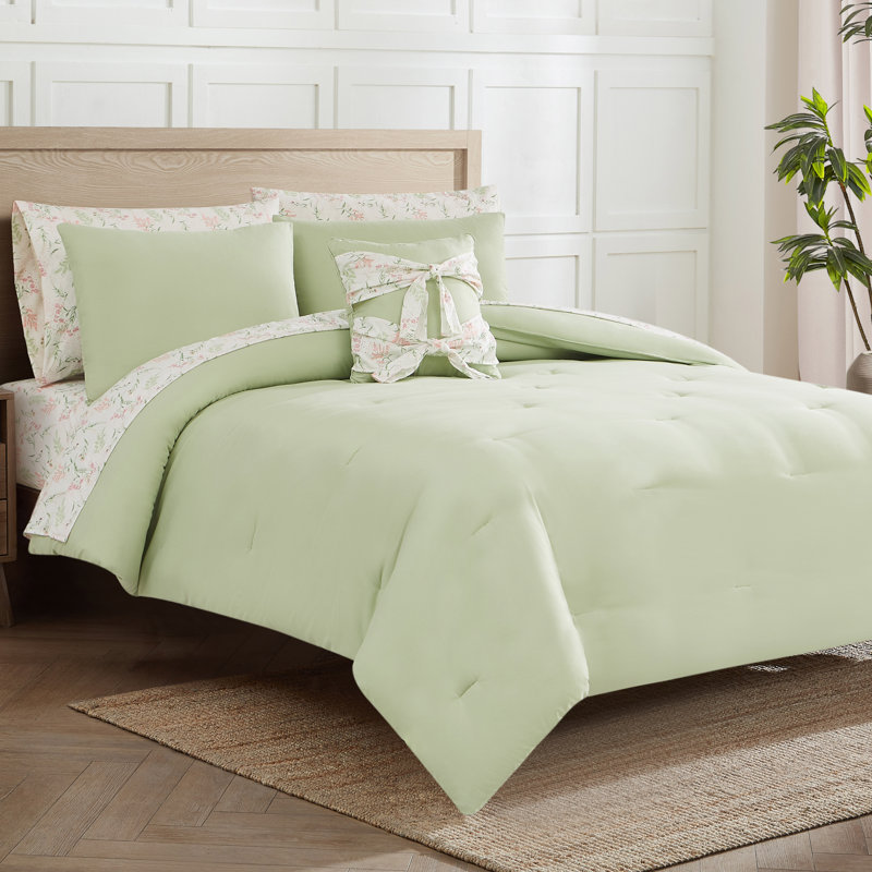 Jessica Simpson Felicity Sage Floral Bed-in-a-Bag Comforter Set, King