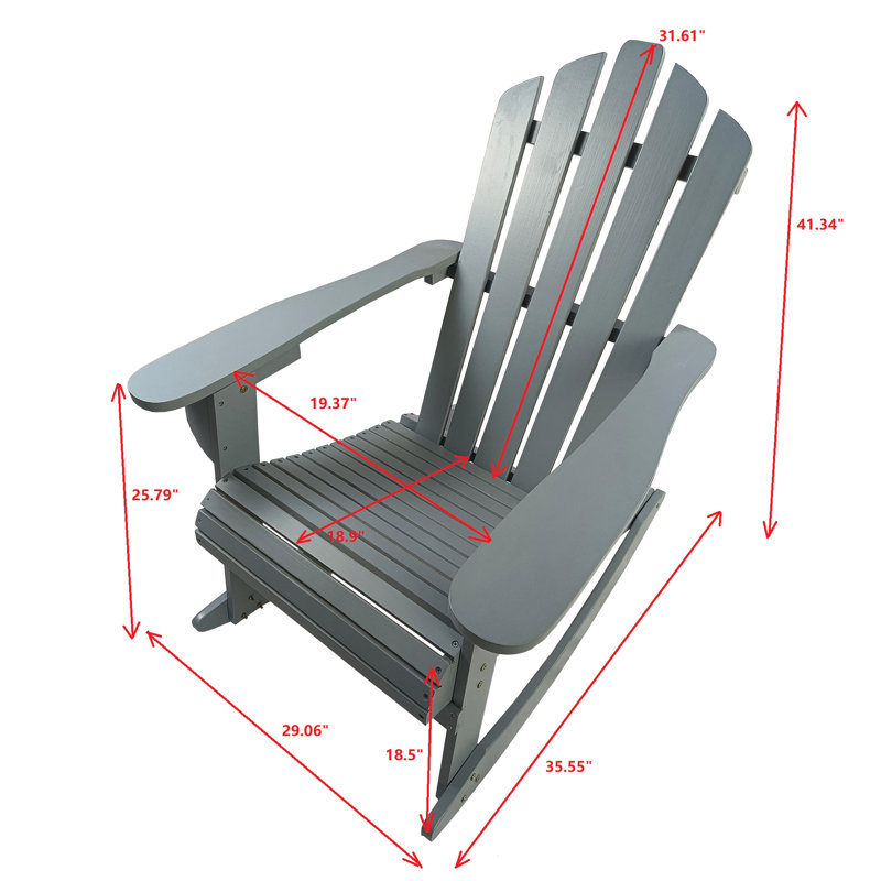 Abbottsmoor Outdoor Reclining Chair In Grey - Comfortable And Versatile For Deck Patio Solid Wood 250 Lbs Weight Bearing Assembly Required Wooden Rocking Spaces Seating Feature Limit Included