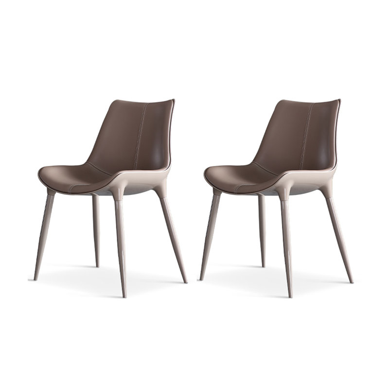 Chaise de salle à manger moderne et simple en cuir de vache à dossier supérieur