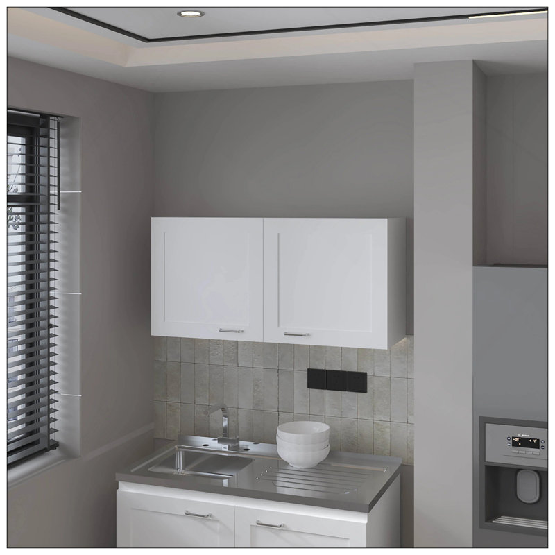 Armoire murale blanche avec 2 portes, Blanc