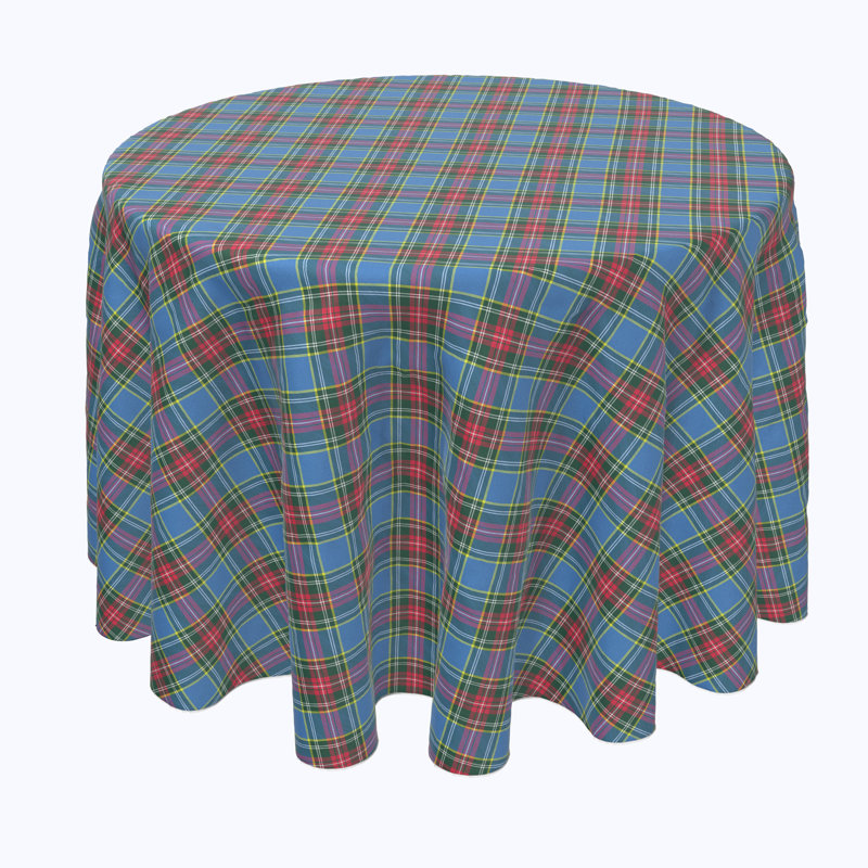 Hamaad Plaid Round Tablecloth, 96" x 96"