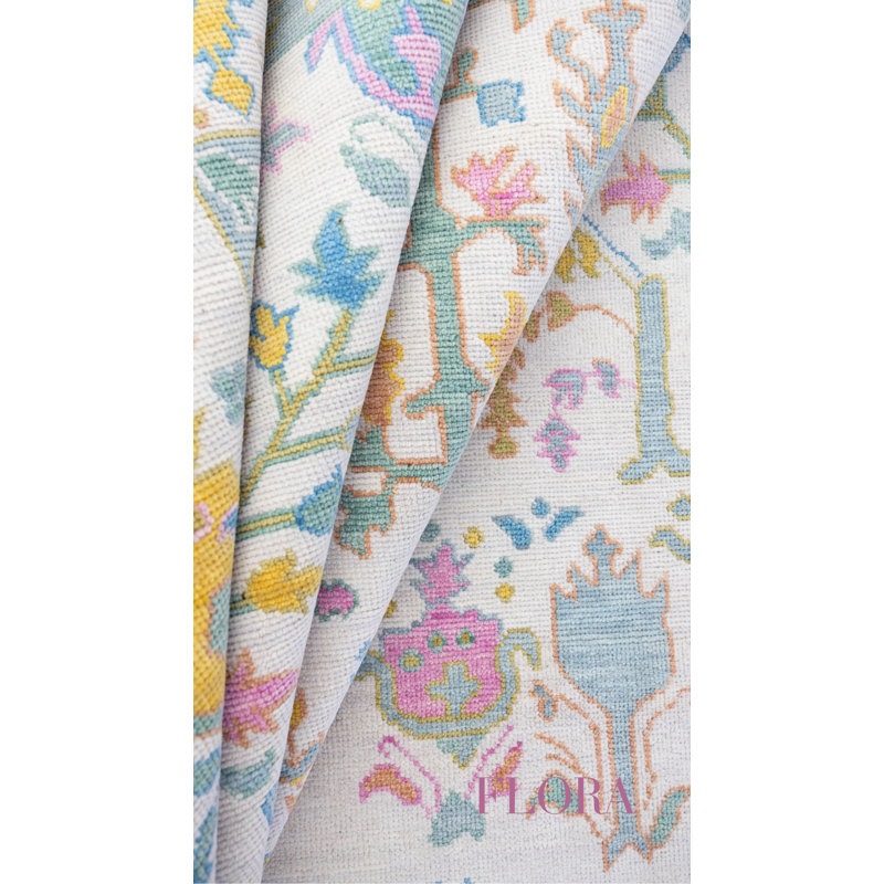 Flora Hand Knotted Wool Floral Area Rug, Rectangle 8' x 10'