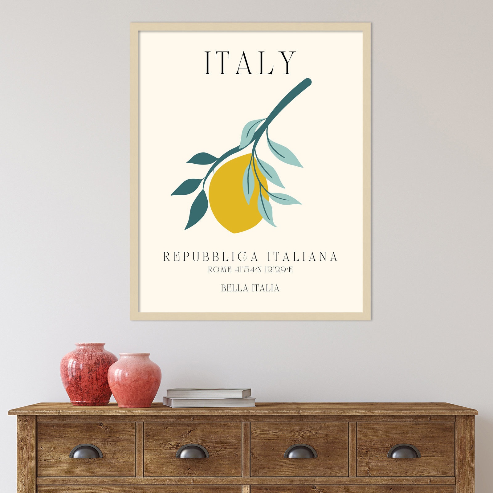 Mirando "Italy Travel Poster" Print, 27" W x 33" H x 1" D, Brown Framed
