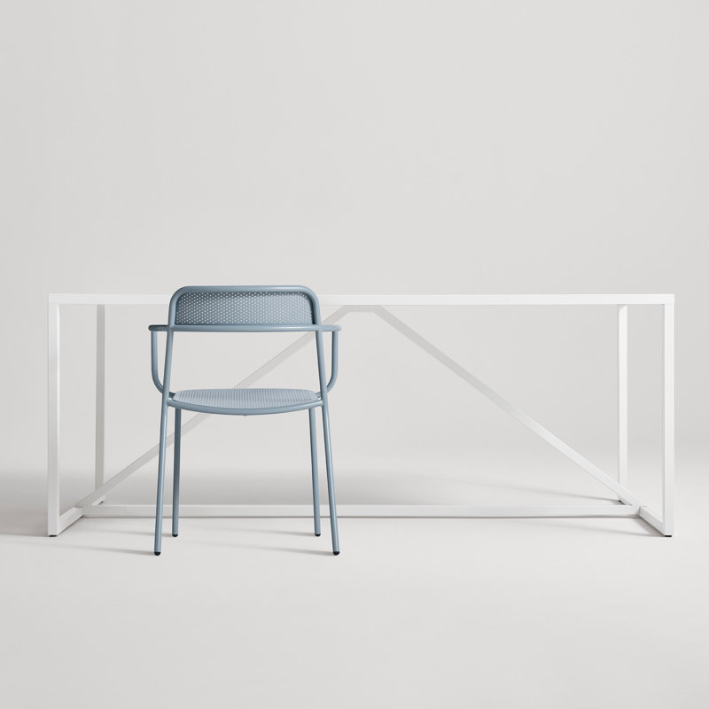 Trim Outdoor Dining Armchair, Gray Blue
