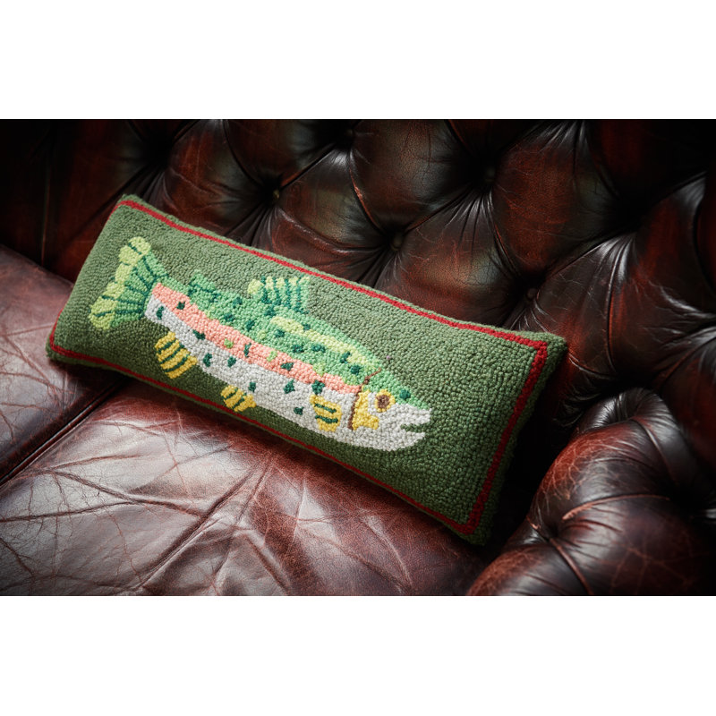 Camp Wandawega Trout Wool Hook Throw Pillow