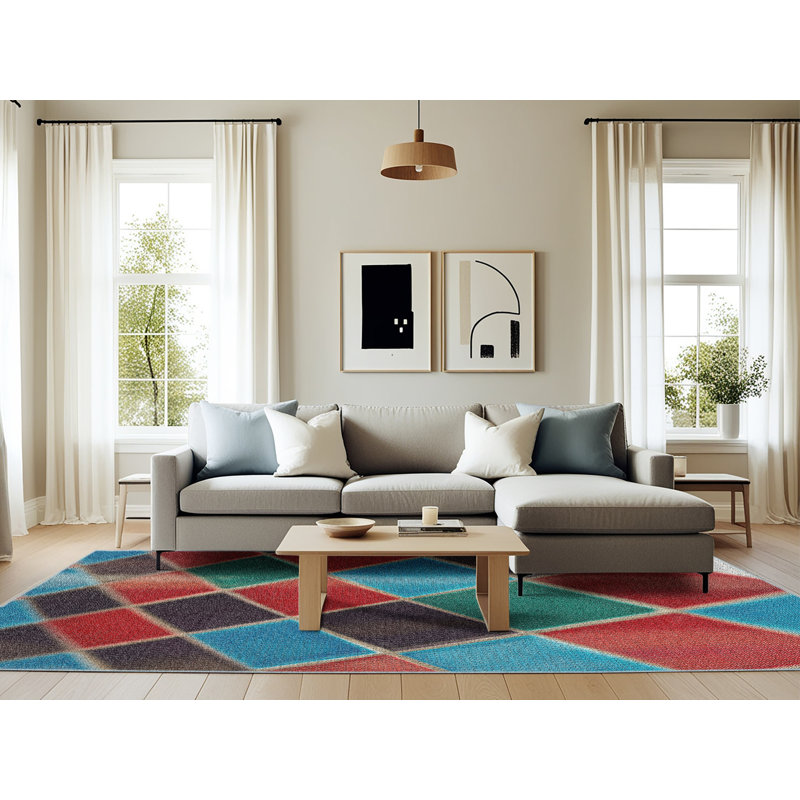 Ryckman Geometric Indoor Rug, Rectangle 6' x 9'
