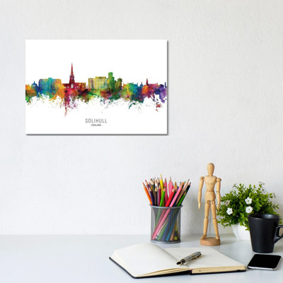 Solihull England Skyline City Name by Michael Tompsett - Wrapped Canvas Gallery-Wrapped Canvas Giclée