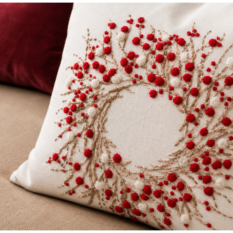 Coussin Holiday Berry Wreath, H 20 po x l 20 po